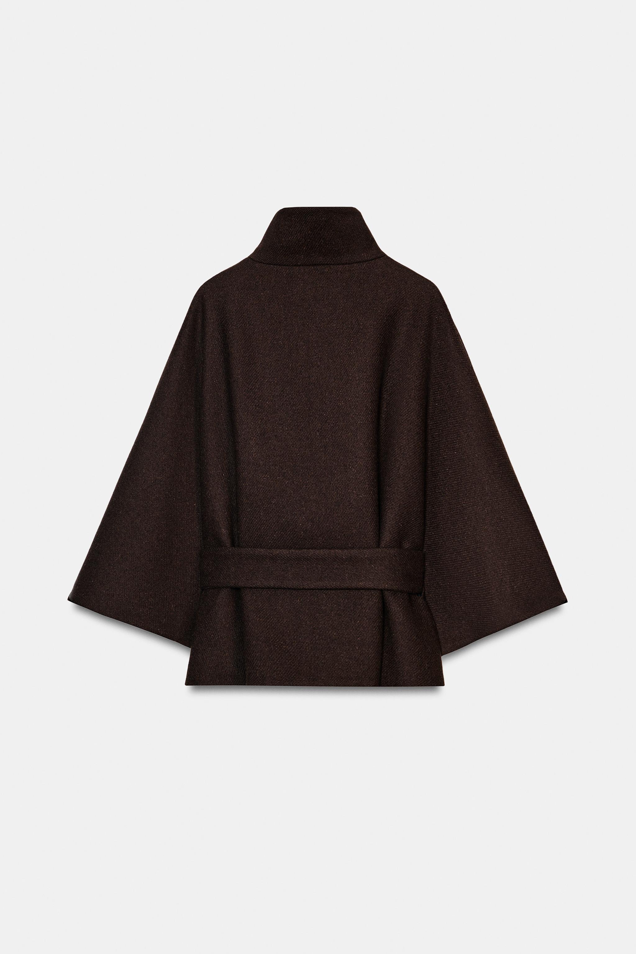 MANTEAU COURT CAPE AVEC LAINE CEINTURE